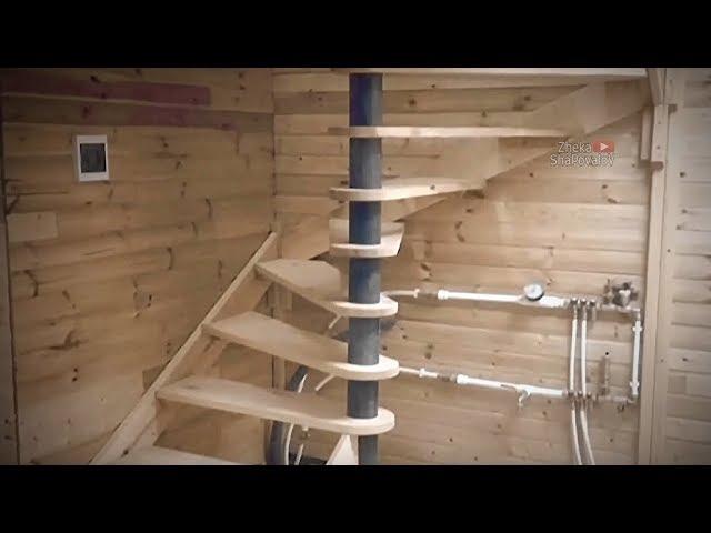 Build a spiral staircase with wooden steps