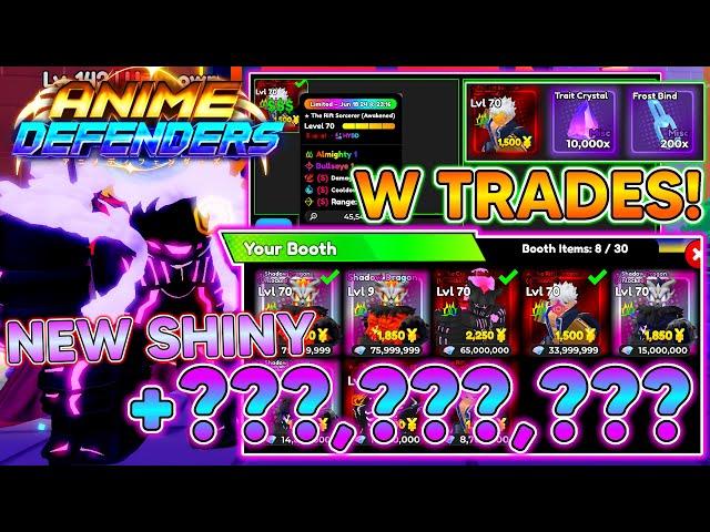 ANIME DEFENDERS W TRADES! I FINALLY GOT THIS ALMIGHTY SHINY UNIT! Easy Gem Profit In Anime Defenders