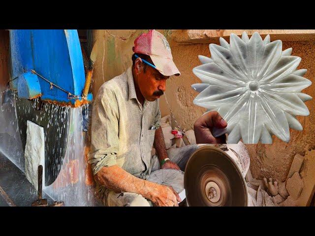 How White Flower Bowl in marble made by Hand