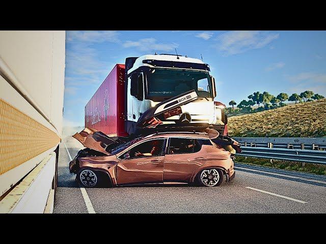 BeamNG Drive - Dangerous Overtaking Crashes #7