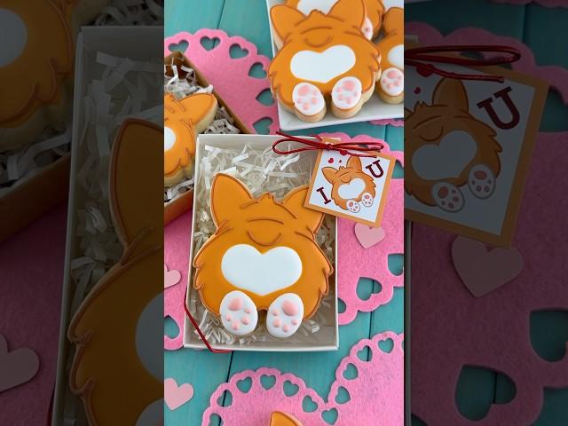 Valentine Corgi Butt Cookies | Cookie Decorating with Royal Icing