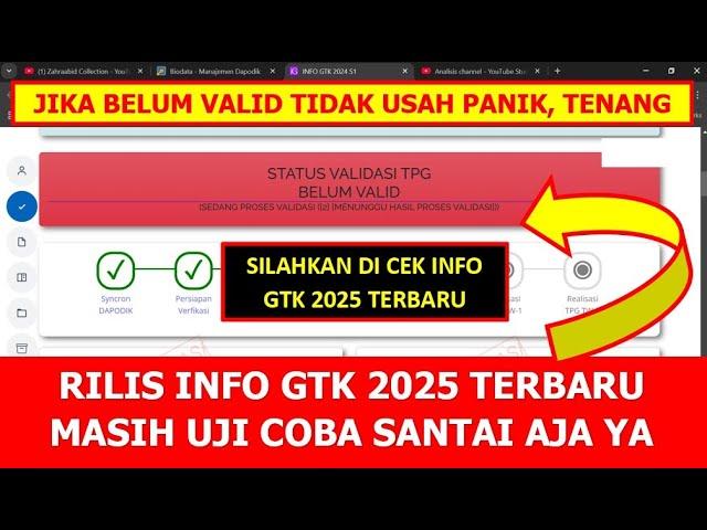 RILIS INFO GTK 2025 TERBARU. MASIH UJI COBA VALIDASI