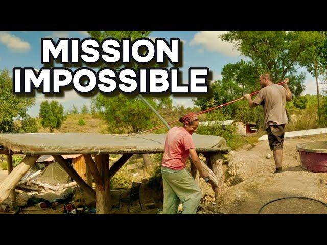 Installing a Burlap-Crete Roof for our Off Grid Outdoor Kitchen Build #alternativebuild