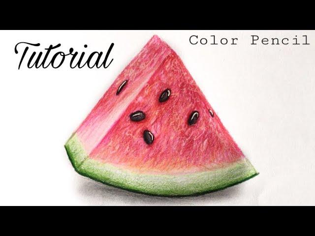 How To Draw A Watermelon | Colored Pencil Tutorial (Very Easy)