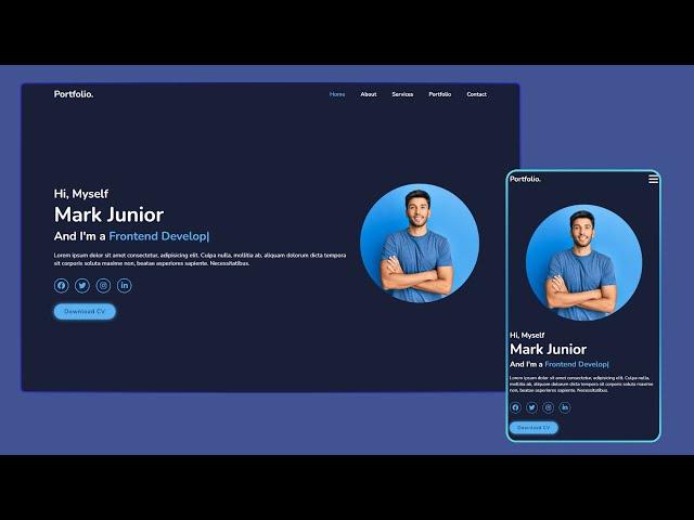 How to make Responsive Portfolio Website using HTML, CSS & JavaScript | step by step | #heresthecode