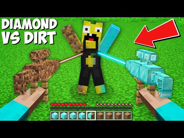 What if I GET SHOT WITH A DIAMOND VS DIRT GUN in Minecraft ? DIAMOND OR DIRT LEMONCRAFT ?