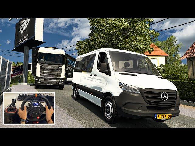 Mercedes Benz Sprinter Tourer on Narrow Roads - Euro Truck Simulator 2 | Steering Wheel Gameplay