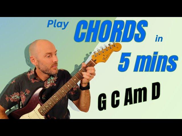 Guitar Chords For Beginners - G C Am D Practice - Easy - 80 Bpm