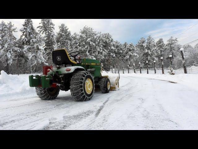 John Deere 400 Garden Tractor Snowblower Install, Set Up, and Action