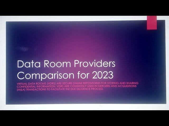 Data Room Providers Comparison for 2023