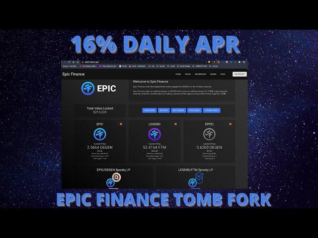 New Tomb Fork: Epic Finance Earn16% APR Daily