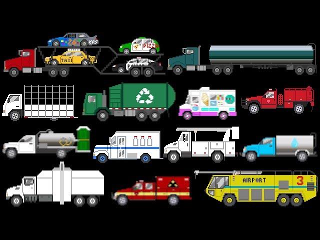 Trucks 3 - Street, Emergency & Commercial Vehicles - The Kids' Picture Show (Fun Learning Video)