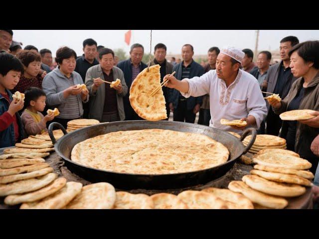 兰州酒泉传奇大干饼，直径60CM比脸还大，张张薄如纸顾客争相购买【探味小幺】