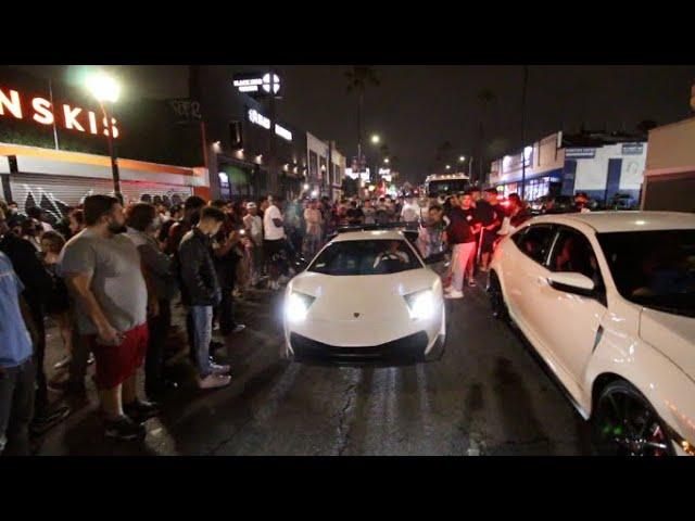 Supercars SHUT DOWN Hollywood! 2-Step & Burnouts All Night..