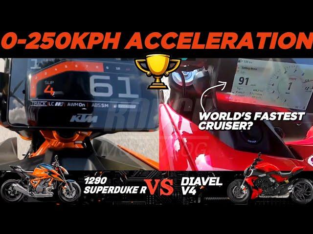 KTM 1290 Superduke R ️ Ducati Diavel V4 | 0-250kph Acceleration  #superduke1290r #diavelv4 #ktm