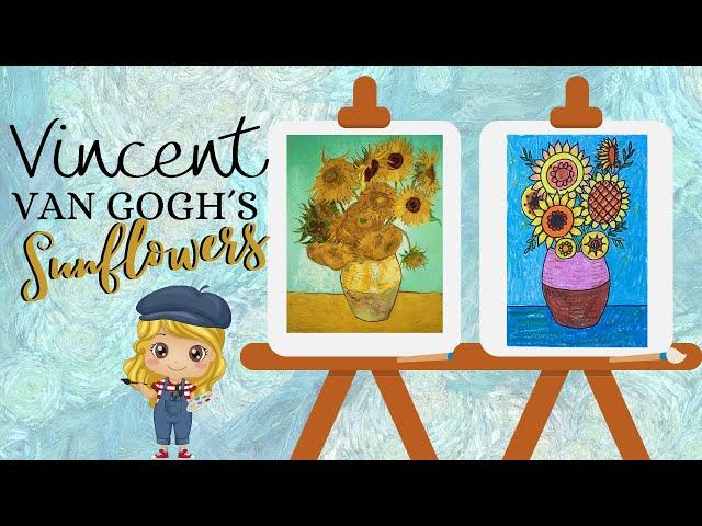 How to paint Vincent Van Gogh´s SUNFLOWERS- Art lesson for kids