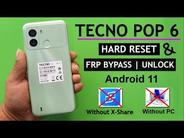 Tecno POP 6 Frp Bypass Android 11 Without Pc | Tecno Be7 Hard Reset Rmove Pattern/Pin/Password