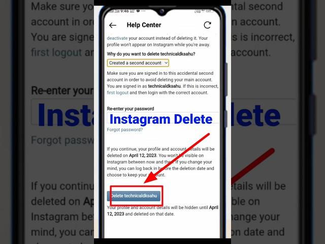 instagram account delete