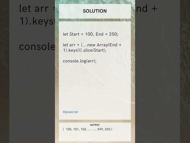 How to generate numbers between a specific range #javascript #beenumlearning #shorts