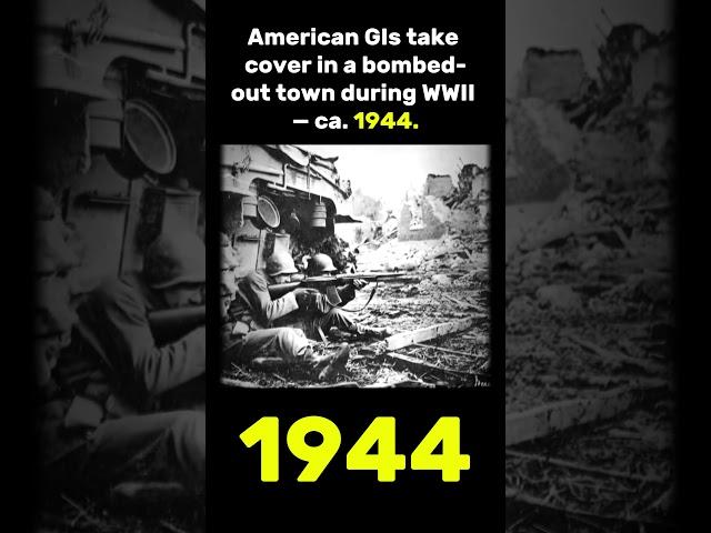 WWII Combat Scene: U.S. Soldiers in the Ruins of War (1944)