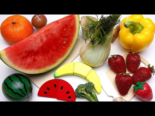 1 HOUR Cutting Real vs Wooden Fruit and Vegetable/ ASMR no talking