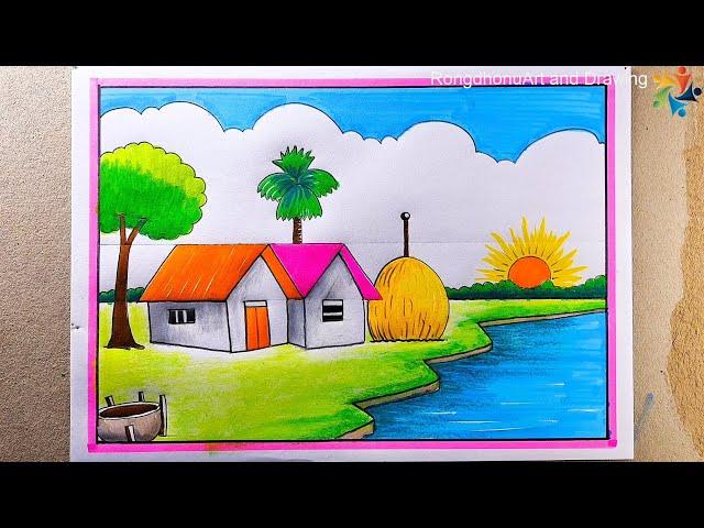 Gramer Prakitik Drisso Drawing  Village Nature Art  Voice Tutorial