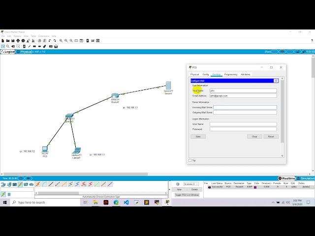 Email Server Configuration in Cisco Packet Tracer | Cisco Packet Tracer Email Server || Mail Server