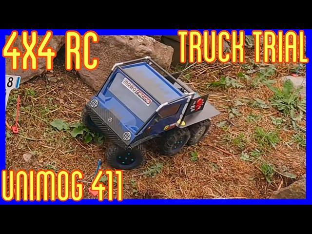 UNIMOG 411 6X6 TRIAL RC TRUCK ON RACE TRACK IN SCALE TRIAL PARK GEVENICH