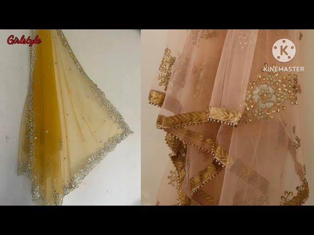 Zari work dupatta for girls & women /best heavy work dupatta collection / dupatta design @girlstyle