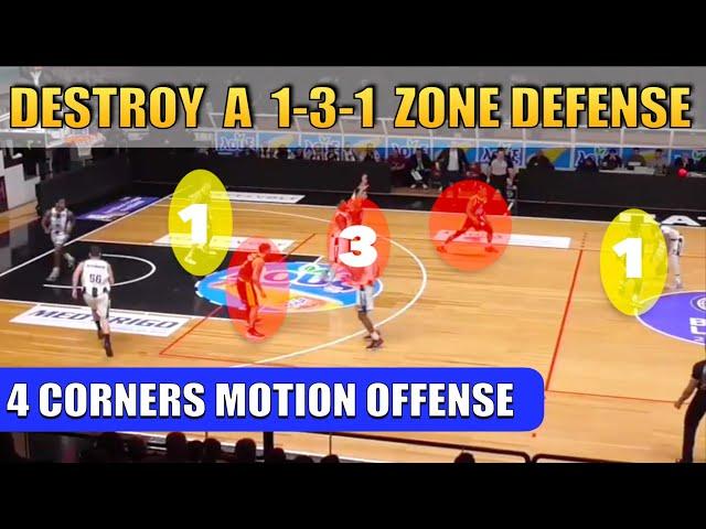 How to DESTROY A 1-3-1 ZONE DEFENSE - Basketball Offense Breakdown Concepts