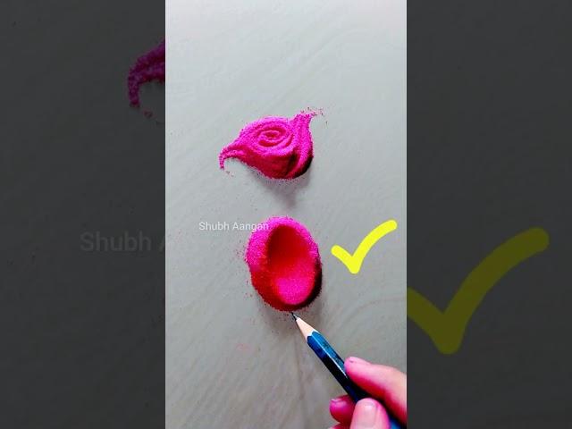 right and easy way to make rose flower rangoli 