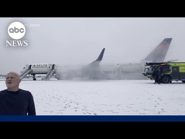 Passengers evacuate Delta flight due to engine issue