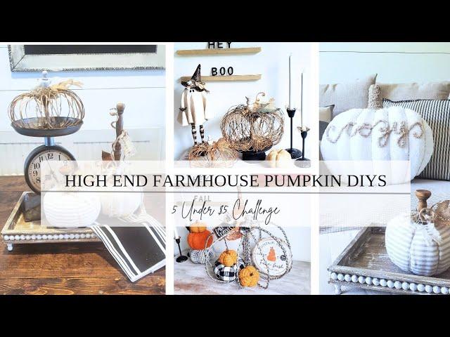 HIGH END FARMHOUSE PUMPKIN DIYS UNDER $5/DOLLAR TREE DIYS/POTTERY BARN PILLOW DUPE/RUSTIC/FALL 2024