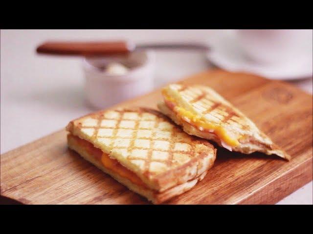 햄 치즈 토스트 만들기 : Grilled ham and cheese sandwich