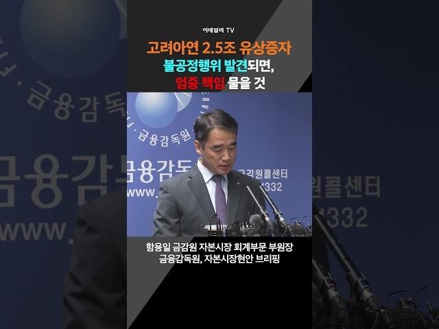 고려아연 2.5조 유상증자...불공정행위 발견되면, 엄중 책임 물을 것 | 함용일 금감원 자본시장 회계부문 부원장 [금융감독원, 자본시장현안 브리핑] (20241031)