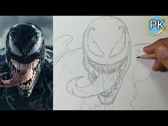 How to draw Venom easy // Full outline Tutorial step by step ||