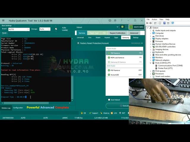 Samsung M11 FRP Remove Testpoint by Hydra Qualcomm Module