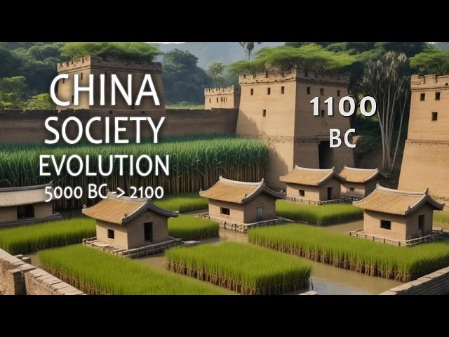 The Evolution the Chine Society from 5000 BC to 2100 (4K video)