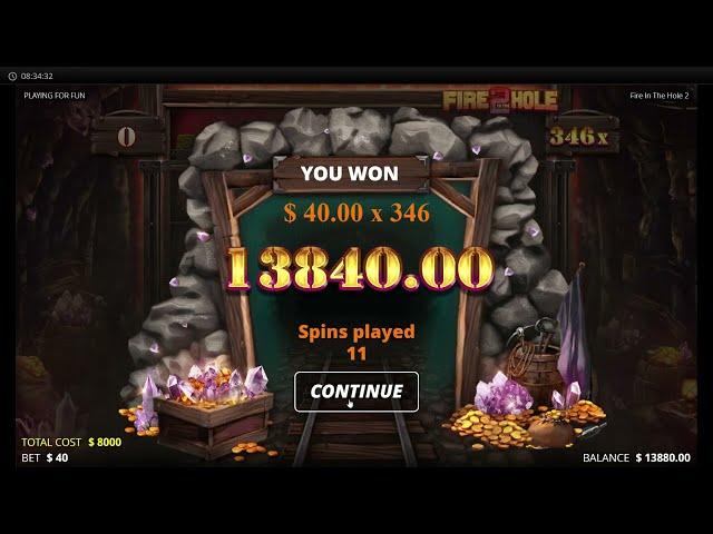 EPIC WIN on FIRE IN THE HOLE 2 | Demo Slots