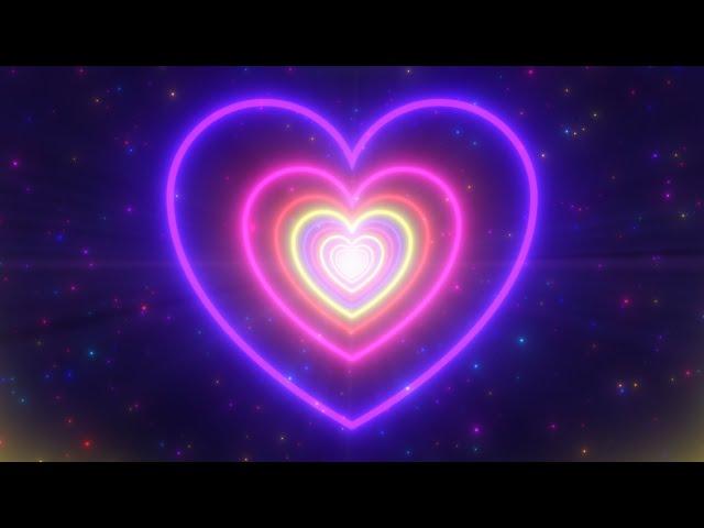 Neon Lights Love Heart Tunnel and Romantic Abstract Glow Particles 4K Moving Wallpaper Background