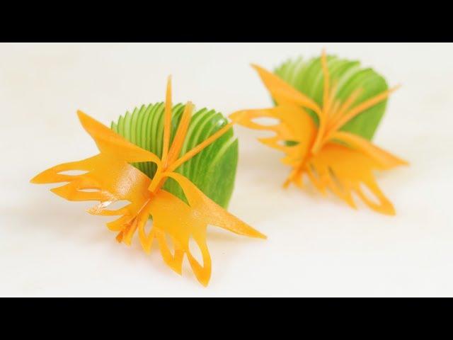 Cute Carrot Butterfly Carving Garnish | lavy Fuity