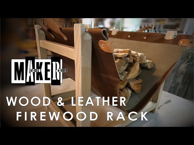 Firewood Rack from Wood and Leather