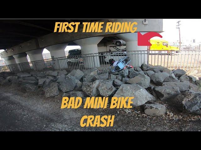 Little Kid Crash His Mini Bike On His First Ride Out! Mini bike River bed Run