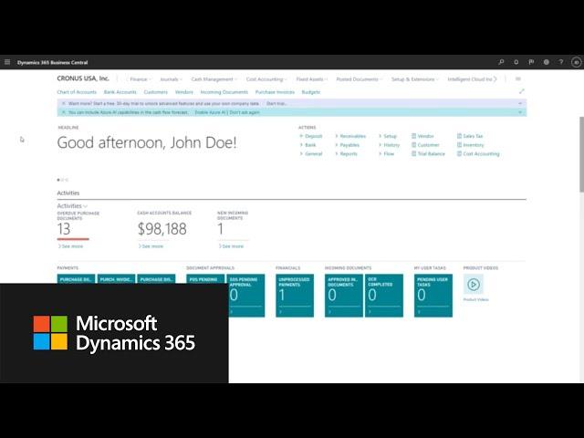 Finance Overview | Dynamics 365 Business Central