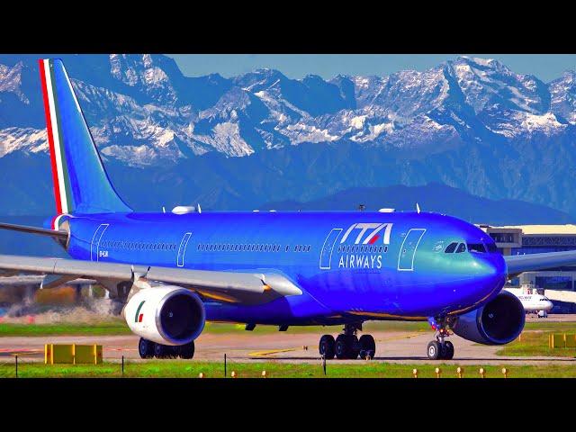 3 HOURS of Plane Spotting at Milan Malpensa Airport MXP | 4K Aircraft Landings & Takeoffs (Airside)