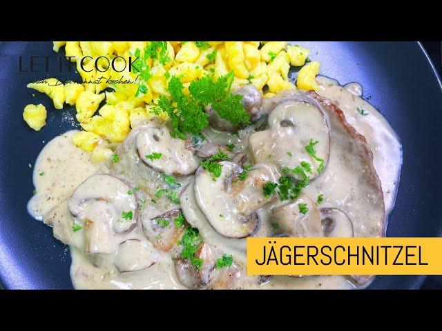 Jägerschnitzel oder Kalbsrahmschnitzel mit Spätzle