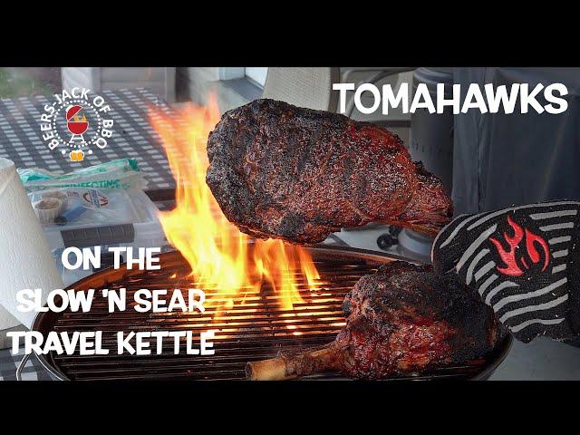 Slow ’N Sear Travel Kettle! Tomahawks for the First Cook!