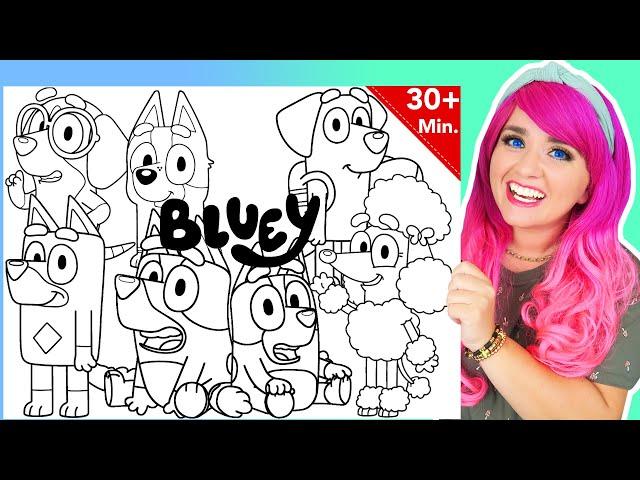 Coloring Bluey & Friends Coloring Pages | Bluey, Bingo, Coco, Socks, Rusty, Lucky & Honey | Markers