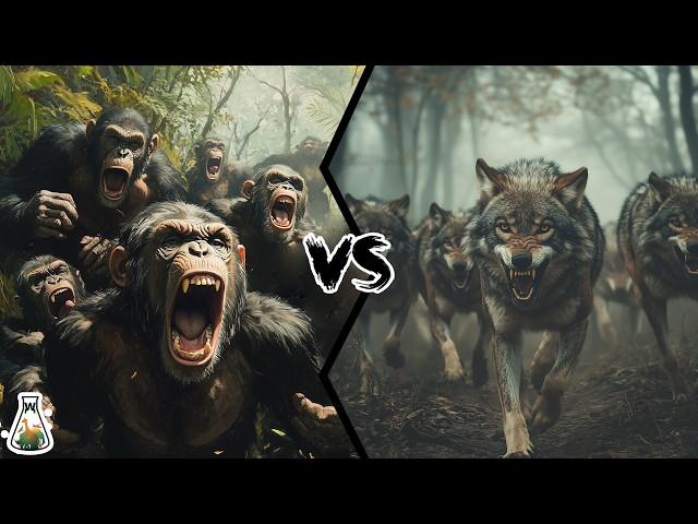 Chimpanzee Family vs Wolf Pack -  Who Would Win?