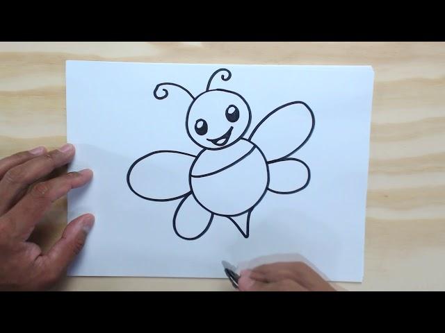 COMO DESENHAR UMA ABELHA BEM FÁCIL - Desenhos fáceis para crianças